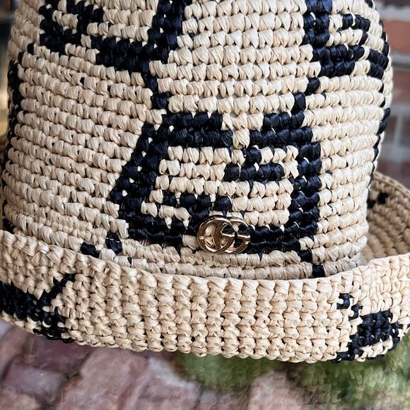 GUCCI Beige GG Monogram Raffia Bucket Hat SZ57(M) - Picture 7 of 9